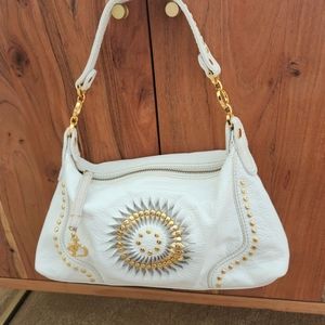 Junior Drake white with gold hardware leather handbag